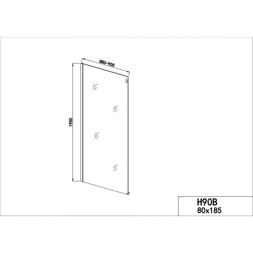 Fixglas 90cm schwarz matt 88-90x195cm