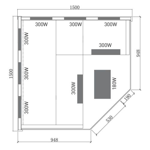 DELUXE Infracrvena kabina 3-4 os. 150x150x200 cm