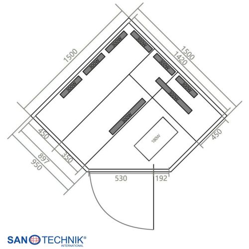 Sanotechnik - DELUXE Infrardeča kabina za 3–4 osebe 150×150×200 cm