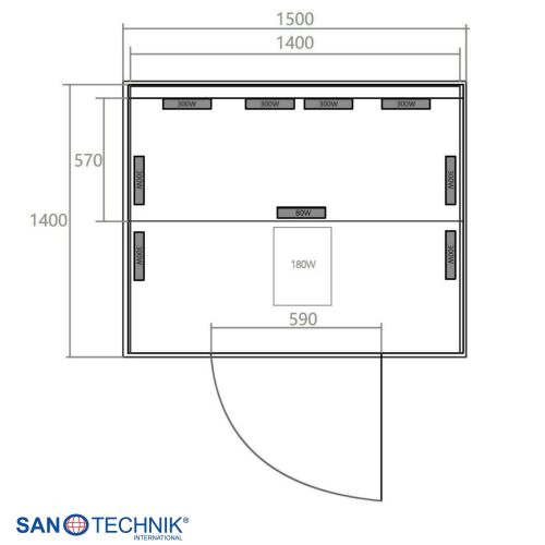 Sanotechnik - OSLO Infrarotkabine für 2 Personen 150x150x200 cm