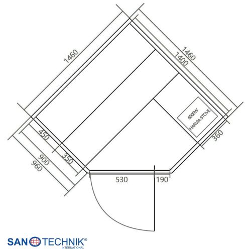 Sanotechnik - TALLINN savna za 3 osebe 150x150x200 cm