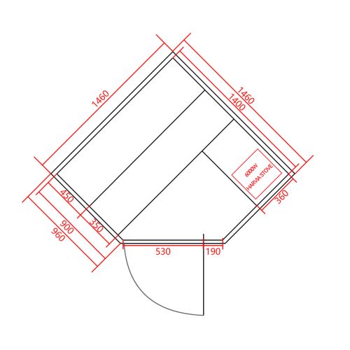 Sanotechnik - TALLINN savna za 3 osebe 150x150x200 cm