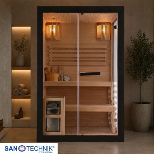 Sanotechnik - PANORAMA BLACK savna za 2 osebi 130x120x200 cm