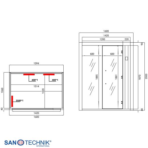 Sanotechnik - ALASKA savna + infrardeča kabina za 2 osebi 160x110x200 cm
