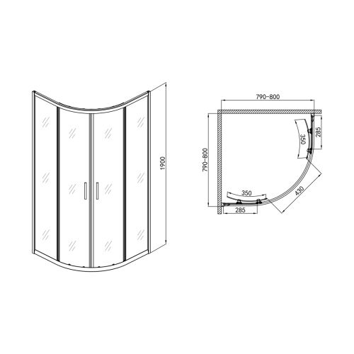 Kör alakú zuhanykabin matt üveggel, króm