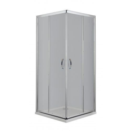 Sarokkabin két tolóajtóval, króm, matt üveggel