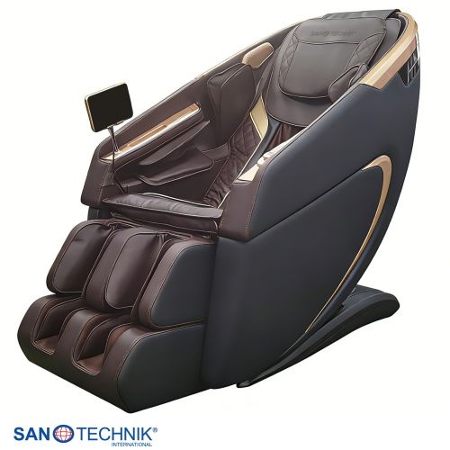 Sanotechnik - MEDORA luksuzna masažna stolica – Crna/Smeđa 75x143x114 cm