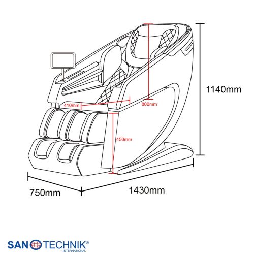 Sanotechnik - MEDORA luksuzna masažna stolica – Crna/Smeđa 75x143x114 cm