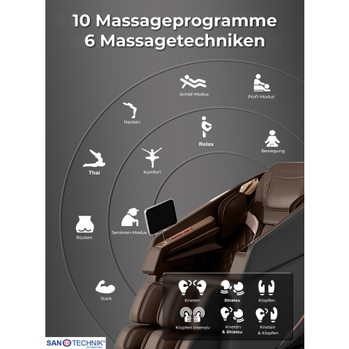 Sanotechnik - MEDORA Luksuzni masažni stol – Črna/Rjava 75x143x114 cm