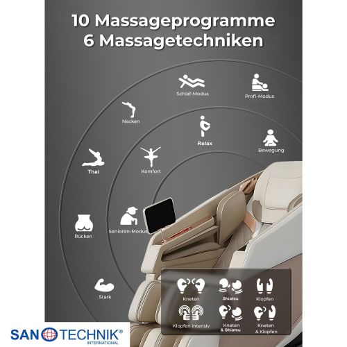 Sanotechnik - RESTORA luksuzna masažna fotelja – Bež/Krema 75 x 143 x 114 cm