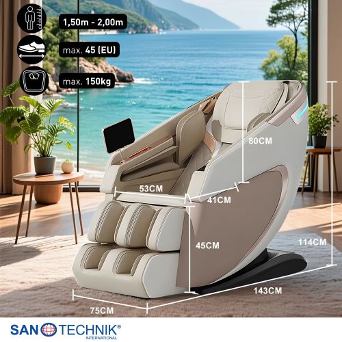 Sanotechnik - RESTORA luksuzna masažna fotelja – Bež/Krema 75 x 143 x 114 cm