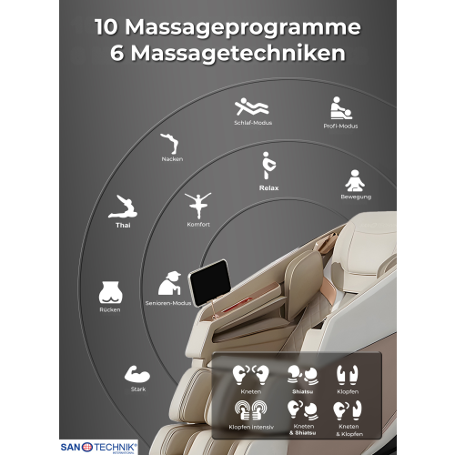 Sanotechnik - RESTORA Luksuzni masažni stol – Bež/Krem 75 x 143 x 114 cm