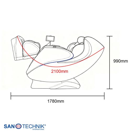 Sanotechnik - LUXORA Luksuzna masažna fotelja – Crna 76x159x115 cm