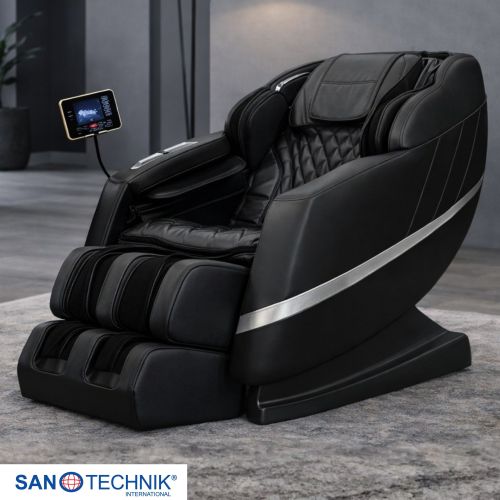 Sanotechnik - VITALORA luksuzna masažna fotelja – Crna/Srebrna 74x147x108 cm
