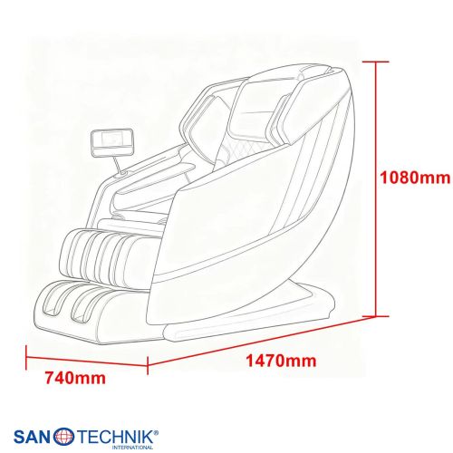 Sanotechnik - VITALORA luksuzna masažna fotelja – Crna/Srebrna 74x147x108 cm