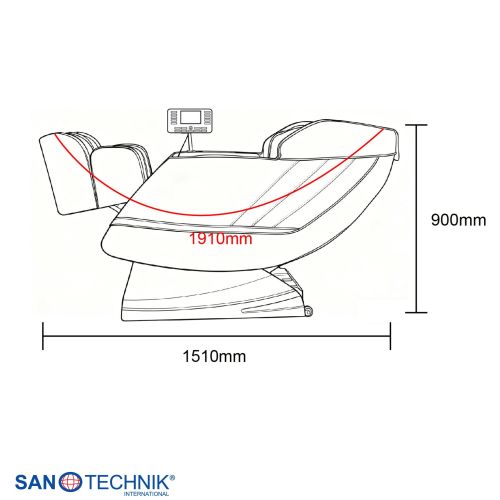 Sanotechnik - VITALORA luksuzna masažna fotelja – Crna/Srebrna 74x147x108 cm