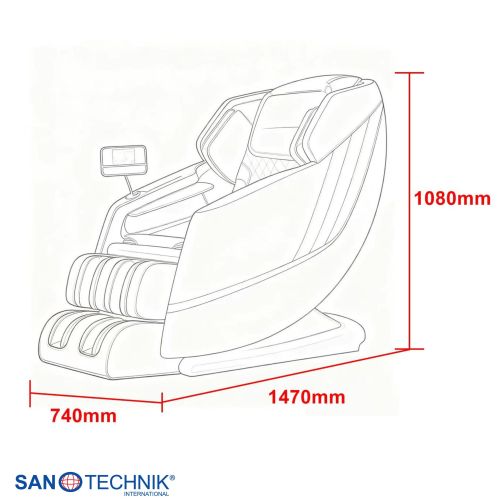 Sanotechnik - CALMORA luksuzna masažna fotelja – Bijela/crna 74x147x108 cm