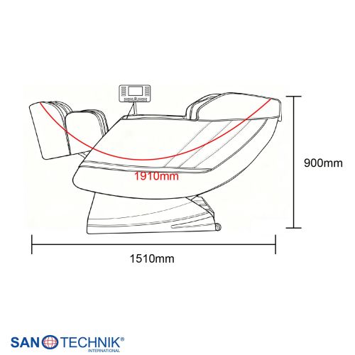 Sanotechnik - CALMORA luksuzna masažna fotelja – Bijela/crna 74x147x108 cm