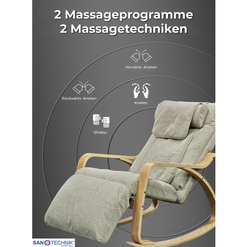 Sanotechnik - LIGORA gugalni masažni stol z naslonom za noge, siv, 64x114x85 cm