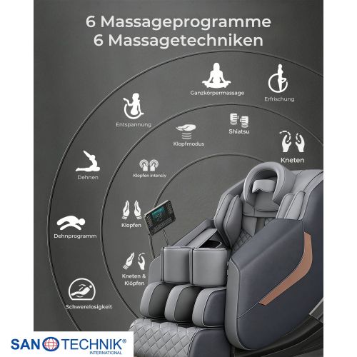Sanotechnik - HEALORA LUKSUZNA MASAŽNA STOLICA siva 73x140x102 cm