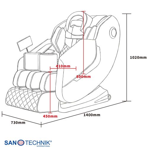 Sanotechnik - HEALORA LUKSUZNA MASAŽNA STOLICA siva 73x140x102 cm