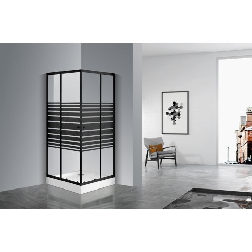 Sanotechnik - Eckeinstieg,schwarz 78-90x190cm Streifen