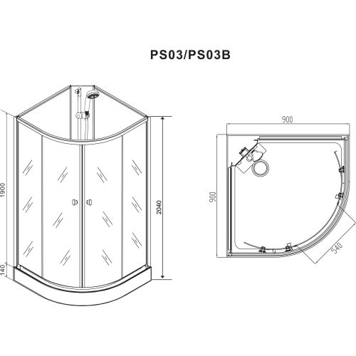 Komplettdk RIO 2 90x90x204cm