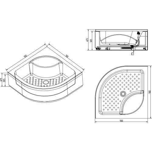 Rund-Brausetasse weiß 90x90x50 (T25W)