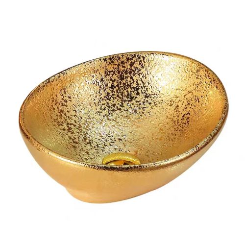 Keramik Aufbauwaschtisch gold