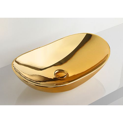 Keramik Aufbauwaschtisch gold 60x36x16cm