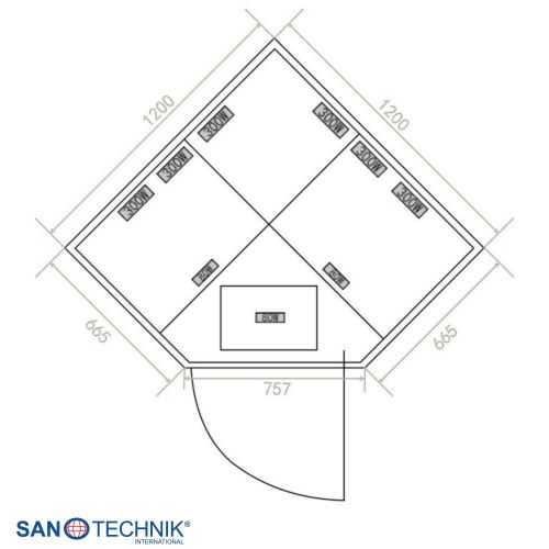 Sanotechnik - SUPREME Infrarotkabine für 2 Personen 120x120x190 cm