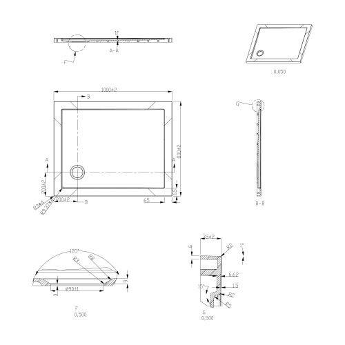 Sanotechnik - SMC tuš kad 80x100x3,5 cm
