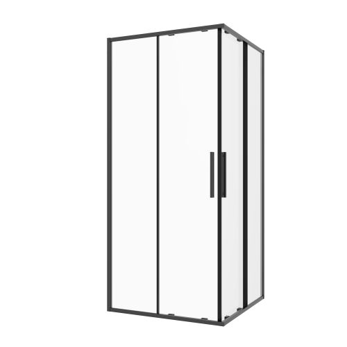 Eck-Duschkabine (Halb) schwarz 70x200 cm 6mm ESG Easy-Clean