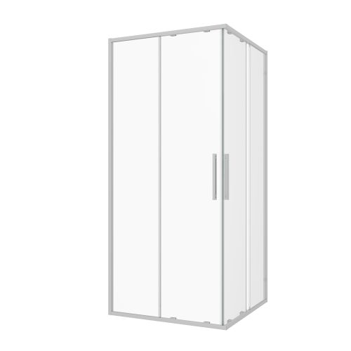 Sanotechnik - Eck-Duschkabine (Halb) chrome 120x200cm 6mm ESG Easy-Clean