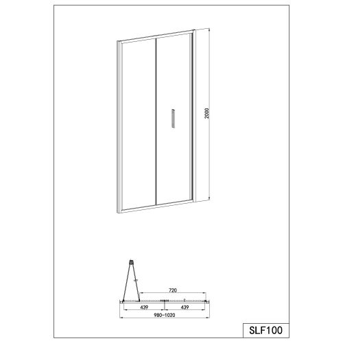 Sanotechnik - Falttür chrome 98-102x200cm 6mm Easy-Clean