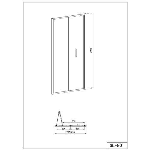 Sanotechnik - Falttür chrome 78-82x200cm 6mm Easy-Clean