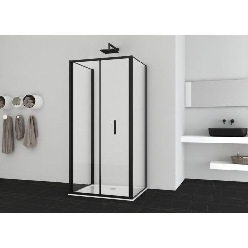 Sanotechnik - Falttür schwarz 88-92x200cm 6mm Easy-Clean