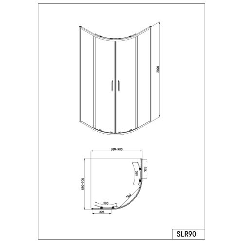 Sanotechnik - Rundduschkabine chrome 90x90x200cm ESG Easy-Clean