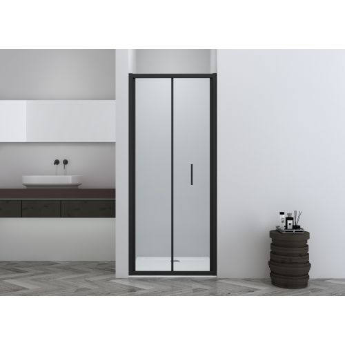 Sanotechnik - Falttür schwarz 88-92x200cm 6mm Easy-Clean