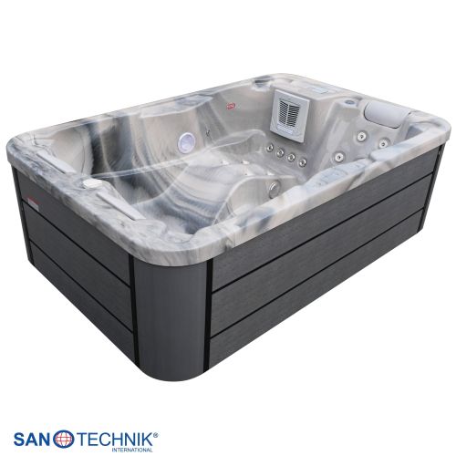 Sanotechnik - MODENA OUTDOOR WHIRLPOOL silver marble inkl. Abdeckung 205x130x70 cm