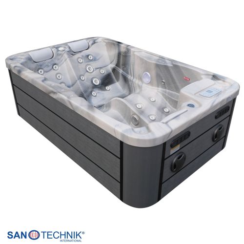 Sanotechnik - MODENA OUTDOOR WHIRLPOOL silver marble inkl. Abdeckung 205x130x70 cm