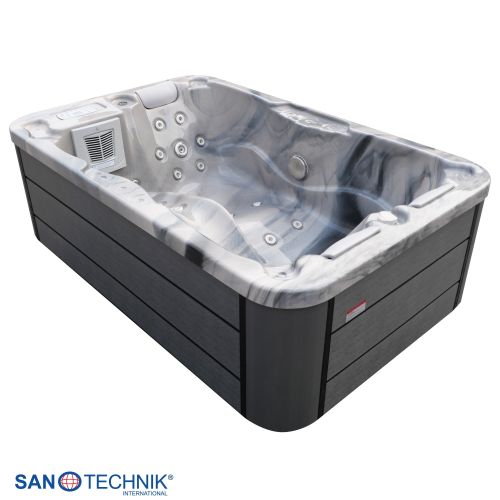 Sanotechnik - MODENA OUTDOOR WHIRLPOOL silver marble inkl. Abdeckung 205x130x70 cm