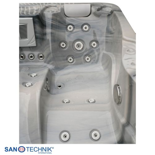 Sanotechnik - MODENA OUTDOOR WHIRLPOOL silver marble inkl. Abdeckung 205x130x70 cm