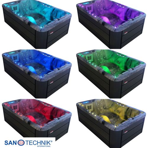 Sanotechnik - MODENA OUTDOOR WHIRLPOOL silver marble inkl. Abdeckung 205x130x70 cm