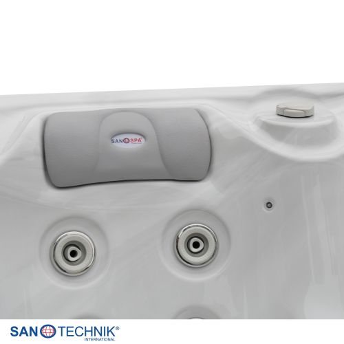 Sanotechnik - OASIS OUTDOOR WHIRLPOOL white marble inkl. Abdeckung und Stiege 208x175x90 cm