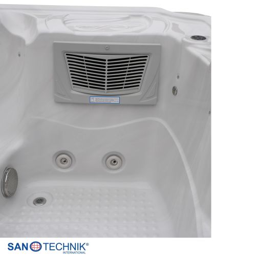 Sanotechnik - OASIS OUTDOOR WHIRLPOOL white marble inkl. Abdeckung und Stiege 208x175x90 cm