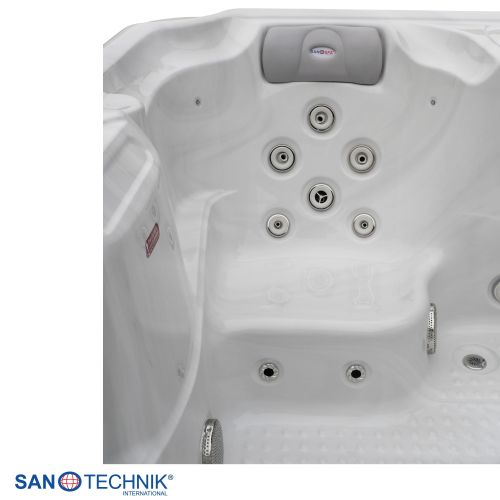 Sanotechnik - OASIS OUTDOOR WHIRLPOOL white marble inkl. Abdeckung und Stiege 208x175x90 cm