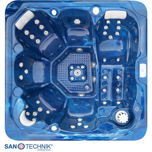 Sanotechnik - OASIS MAXI OUTDOOR WHIRLPOOL blue marble inkl. Abdeckung und Stiege 210x210x95 cm