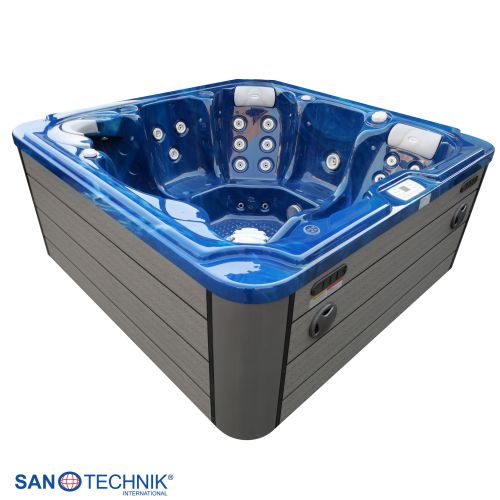 Sanotechnik - OASIS MAXI OUTDOOR WHIRLPOOL blue marble inkl. Abdeckung und Stiege 210x210x95 cm