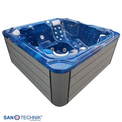 Sanotechnik - OASIS MAXI OUTDOOR WHIRLPOOL blue marble inkl. Abdeckung und Stiege 210x210x95 cm